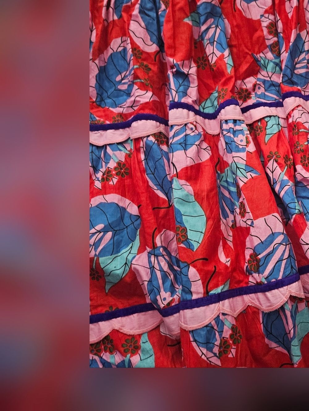 Vibrant Floral Wrap Midi Dress in Red and Pink Sash Medium - Picture 8 of 11